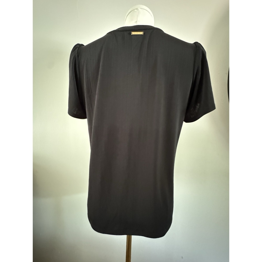 Michael Kors Black Gold Studded Strech Short Sleeve Shirt Size Large - Picture 4 of 6